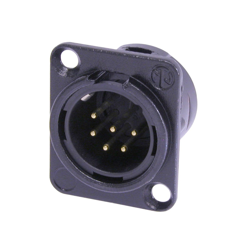 CONECTOR XLR CHASIS MASCULINO 6 PINES NEUTRIK NC6MD-L-B-1 BK