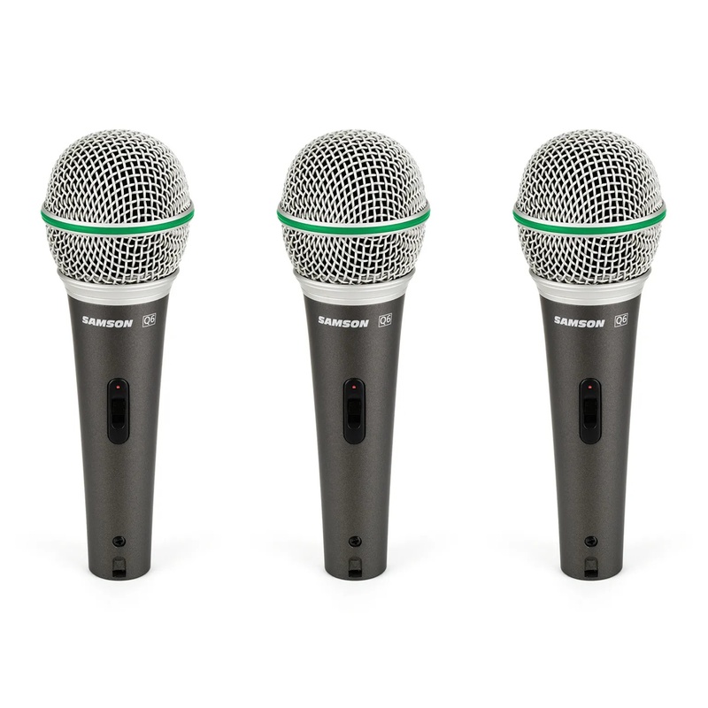 MICRÓFONO DINÁMICO DE MANO SAMSON Q6 3 PACK