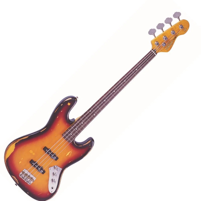 BASS FRETLESS VINTAGE VJ74 ICON DISTRESSED SUNBURST