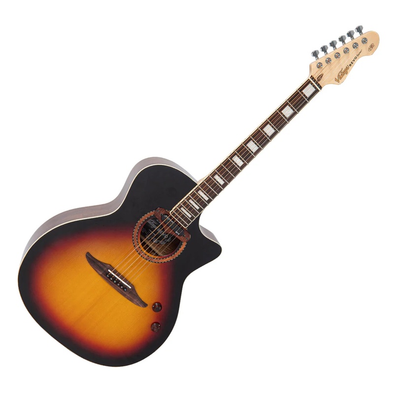 Guitarra Electroacústica Vintage Revo Elektra Sunburst Silk