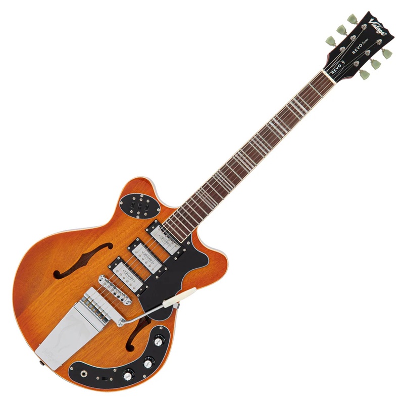GUITARRA SEMIACÚSTICA VINTAGE REVO SUPERTHIN AMBERBURST