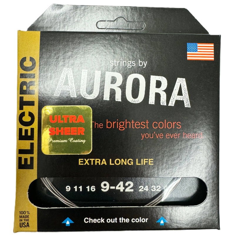 CUERDAS GUITARRA ELÉCTRICA AURORA STRINGS ULTRA-SHEER 9-42 CLEARCOAT