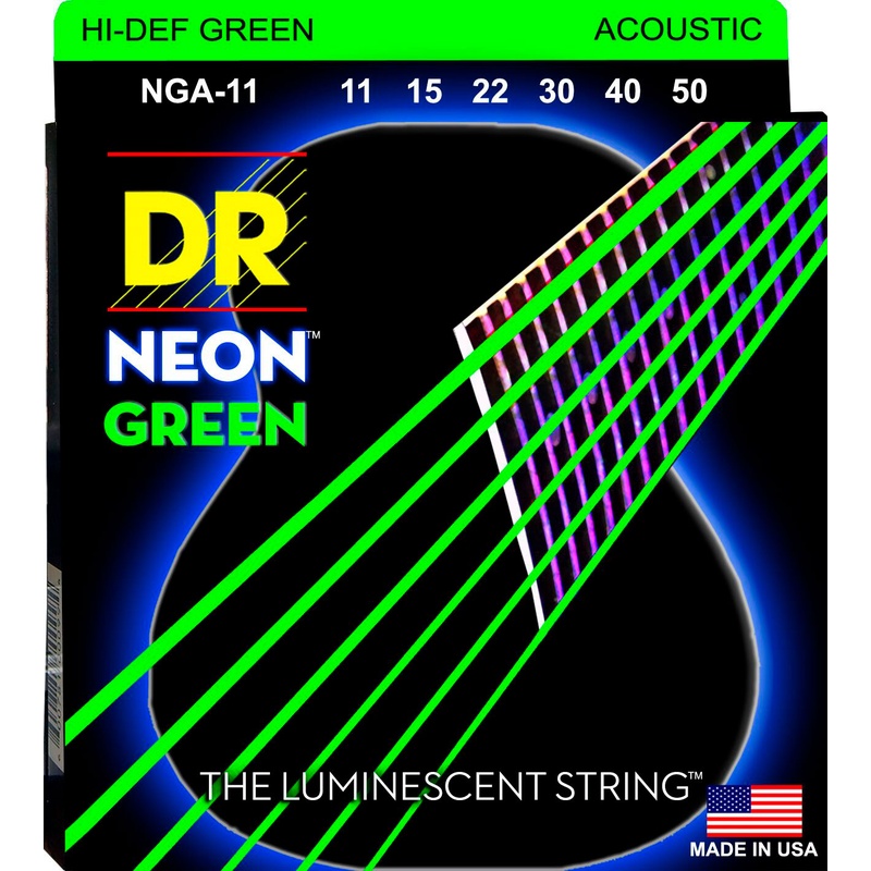 CUERDAS ACUSTICA DR K3 NEON GREEN 11-15-22-30-40-50