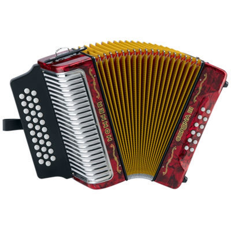 ACORDEÓN DIATÓNICO HOHNER CORONA III GCF ROJO