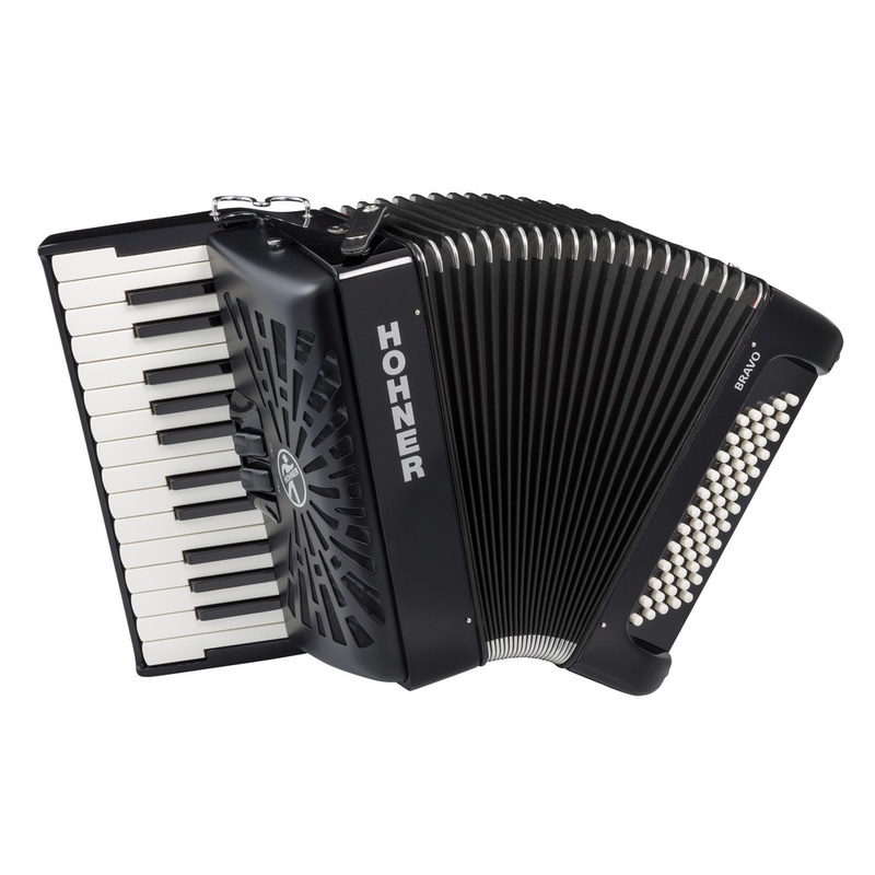 Acordeón De Piano Cromático Hohner Bravo Ii Silentkey A16962 Bk