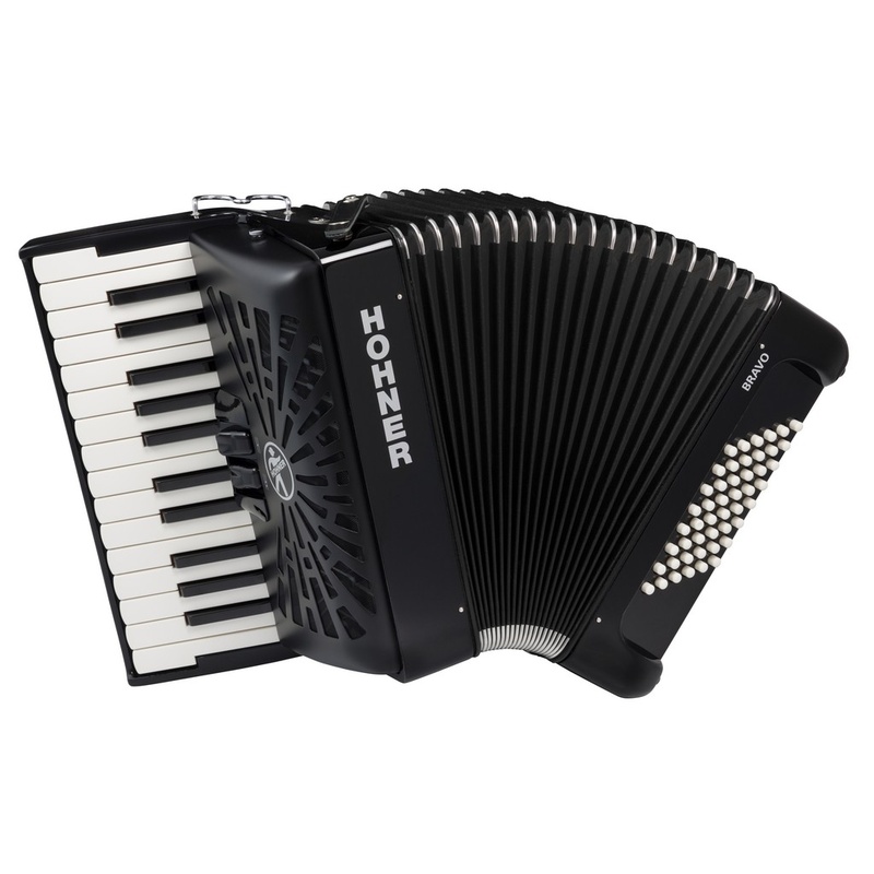 Acordeón De Piano Cromático Hohner Bravo Ii 48 A16522 Silentkey Bk
