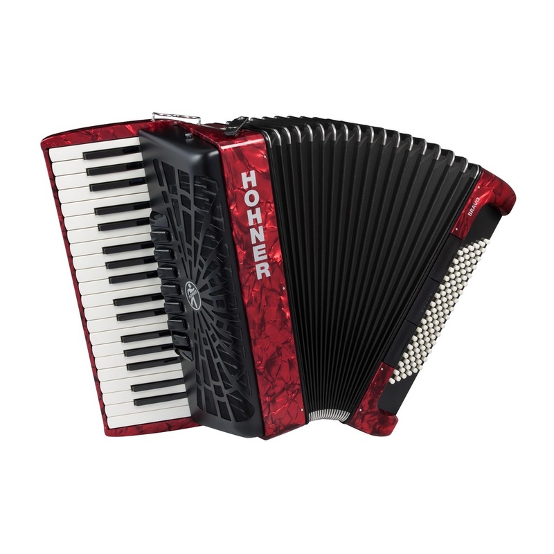 Acordeón De Piano Cromático Hohner Bravo Iii 96 A16732 Silentkey Rojo