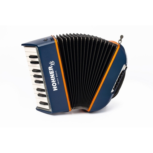 Acordeón De Piano Cromático Hohner Xs Infantil Azul/Naranja Con Mochila