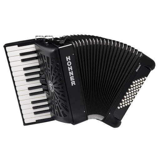 Acordeón De Piano Cromático Hohner Bravo Ii 48 A16522 Silentkey Bk